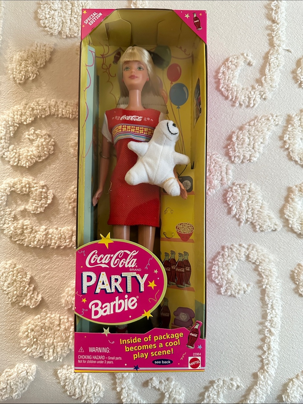 Barbie Coca-Cola Party Doll in Red Dress with Bear 1998 collector Mattel 22964